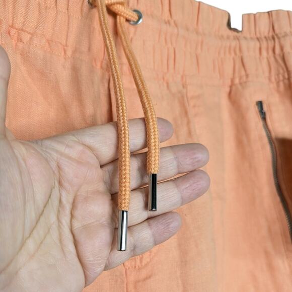 NEW Athleta Cabo Tide Linen Jogger Pants 14 Cactus Peach Orange Pull On Casual - Picture 3 of 13